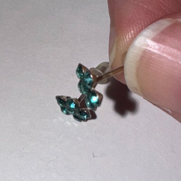 7mm Aqua Blue Flower Cz And Sterling Post Earrings - Picture 2 of 15